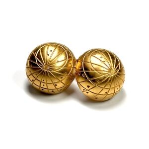 Vintage Hermès Gold Celestial Star Pattern Earrings